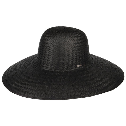 Sombrero mujeres Janae de ala ancha de paja de Brixton - Negro