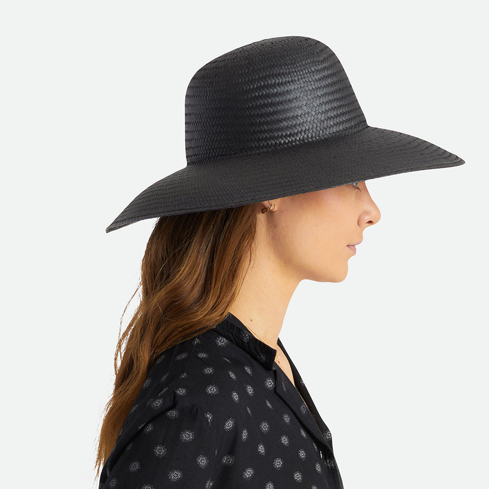 Sombrero mujeres Janae de ala ancha de paja de Brixton - Negro