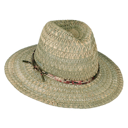 Sombrero Fedora de paja con estampado de Seeberger - Natural