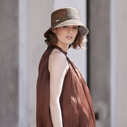 Sombrero de pescador de paja toyo de Seeberger - Verde-Naranja