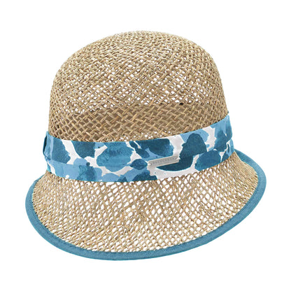 Sombrero Cloche de seagrass straw de Seeberger - Natural-Azul