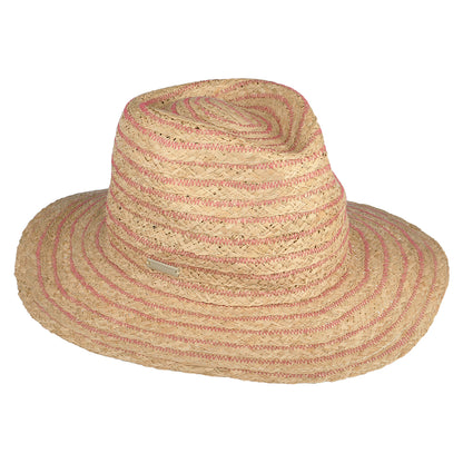 Sombrero Fedora plegable de paja de rafia de Seeberger - Natural-Rosa