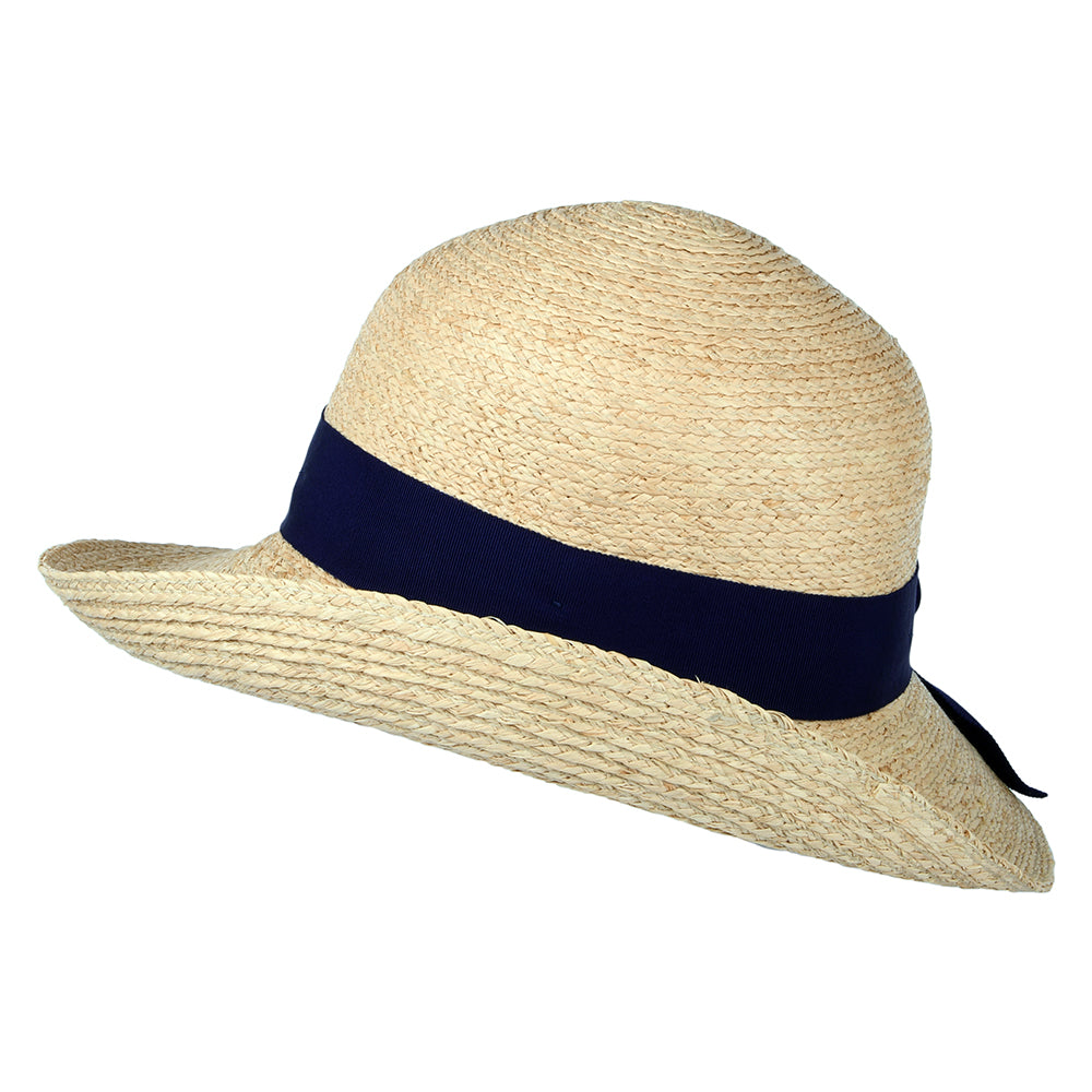Sombrero Bronte de paja de Failsworth - Natural-Azul Marino
