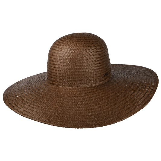 Sombrero de Sol Janae de ala ancha de paja toyo de Brixton - Marrón