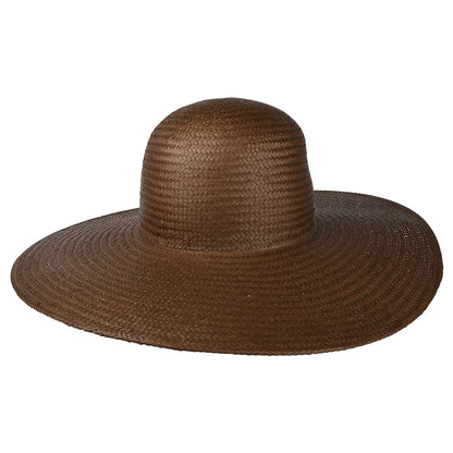 Sombrero Janae de ala ancha de paja toyo de Brixton - Marrón
