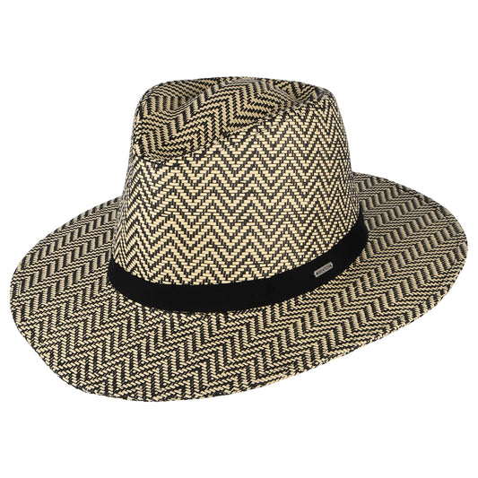 Sombrero Fedora Carolina plegable de paja toyo de Brixton - Negro-Natural