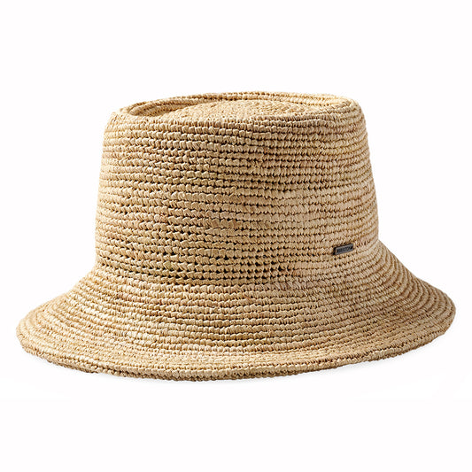 Sombrero de pescador Ellee plegable de paja de rafia a crochet de Brixton - Beige Arena