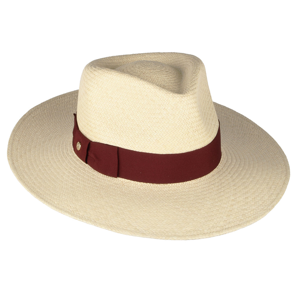 Sombrero Panamá Fedora Chatsworth de Failsworth - Natural-Burdeos