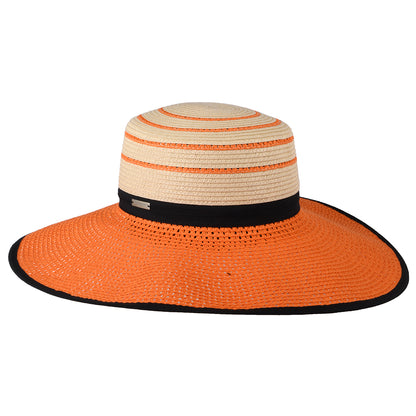 Sombrero Boater de paja toyo de Seeberger - Natural-Anaranjado