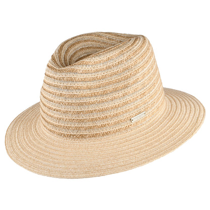 Sombrero Fedora de paja con franjas de Seeberger - Natural-Arena