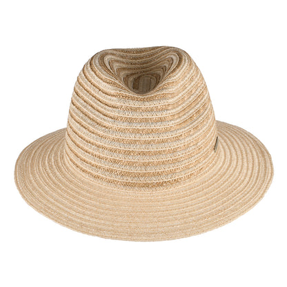 Sombrero Fedora de paja con franjas de Seeberger - Natural-Arena