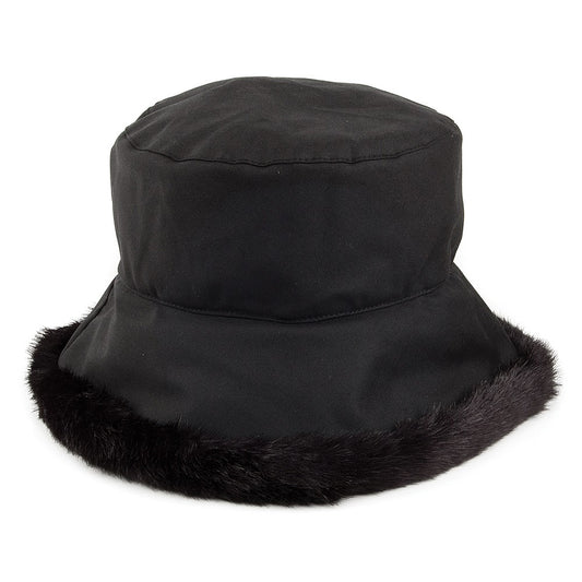 Sombrero de invierno mujer Beth de piel sintética de algodón encerado de Olney - Negro