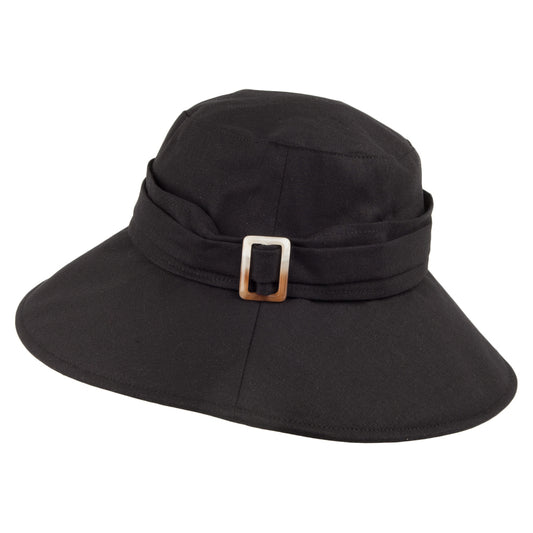 Sombrero Lotus plegable de lino de Sur la tête - Negro