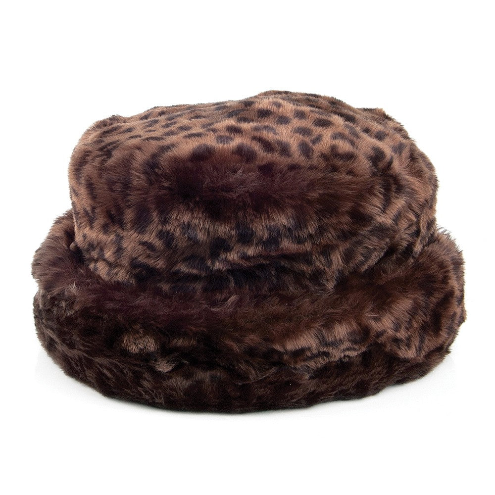 Sombrero de pescador de piel sintética de Scala - Leopardo Oscuro