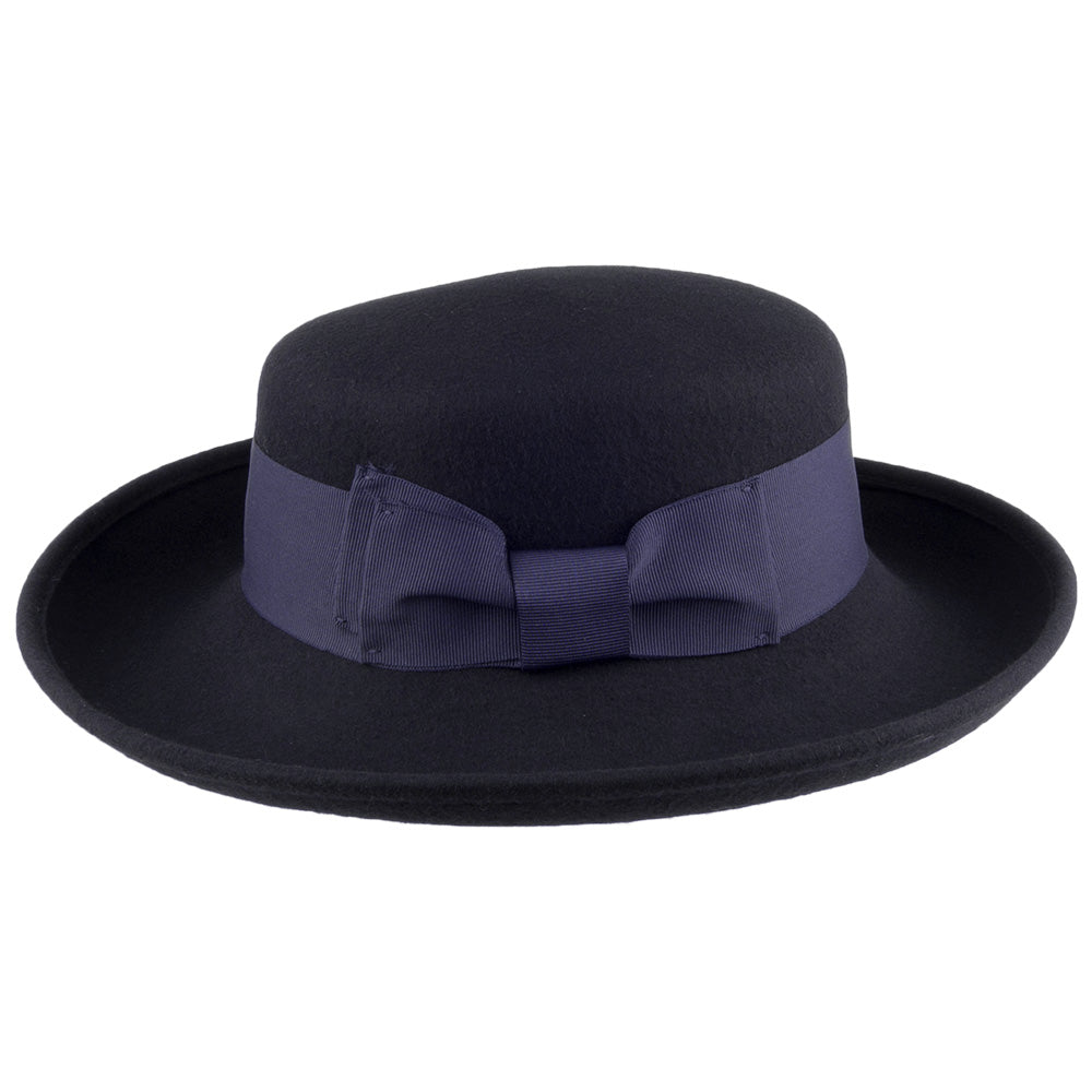Sombrero Blossom de fieltro de lana de Scala - Azul Marino