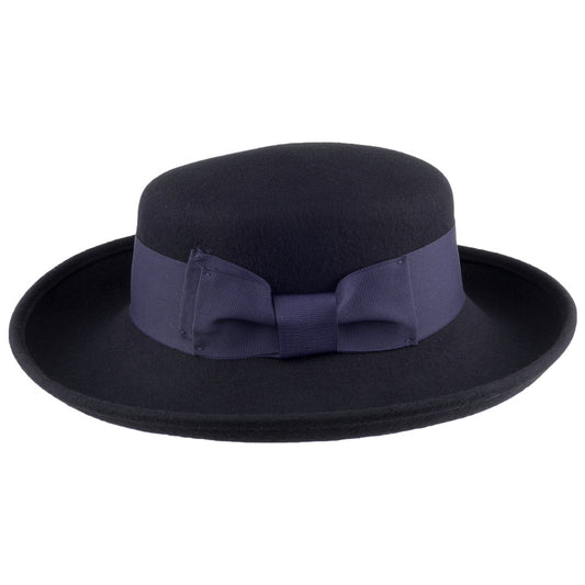 Sombrero Blossom de fieltro de lana de Scala - Azul Marino