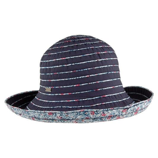 Sombrero Floral reversible enrollable de Betmar - Azul Marino