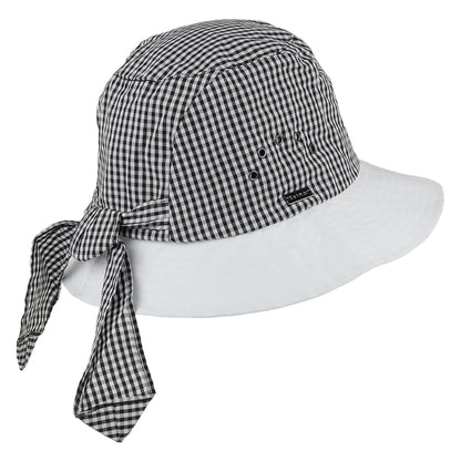 Sombrero Cloche anudado tela a cuadros de Betmar - Negro-Blanco