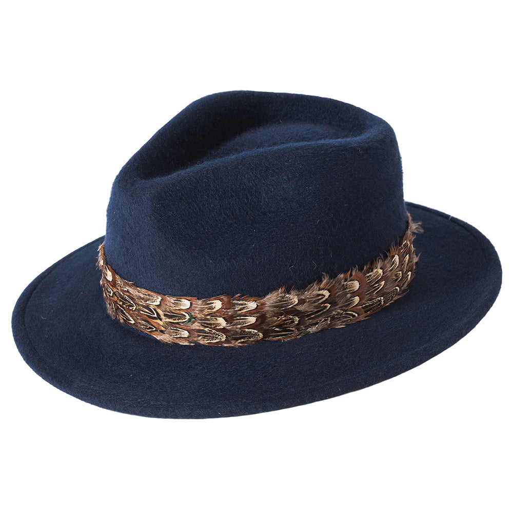 Sombrero Fedora Country pluma de Failsworth - Azul Marino