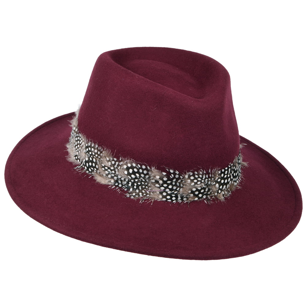 Sombrero Fedora Country pluma de Failsworth - Merlot