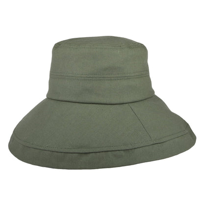 Sombrero de Sol Lily plegable de lino-algodón para mujeres de sur la tête - Verde Oliva