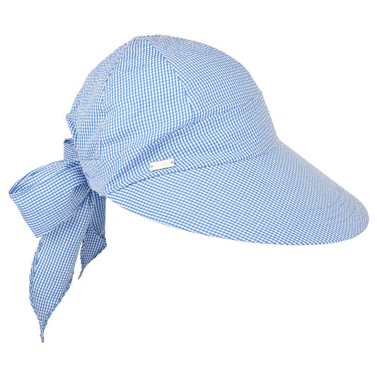 Visera Face Framer de Seersucker de Betmar - Azul-Blanco