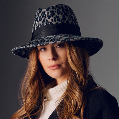 Sombrero Fedora mujer impermeable de fieltro de lana Snow Leopard de Failsworth - Mezcla de grises