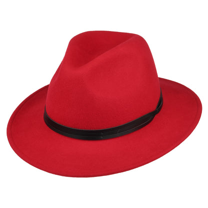 Sombrero Fedora Classic impermeable de fieltro de lana de Failsworth - Rojo