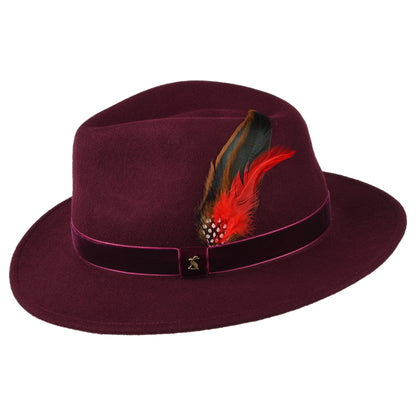 Sombrero Fedora de fieltro de lana ii con cinta de terciopelo de Joules - Rojo Oscuro