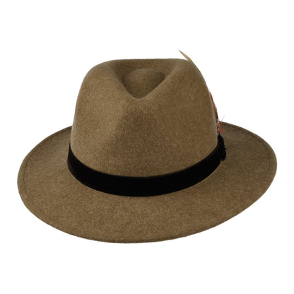 Sombrero Fedora de fieltro de lana ii con cinta de terciopelo de Joules - Camel