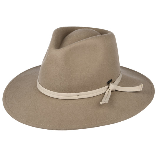 Sombrero Fedora Joanna plegable de fieltro de lana de Brixton - Camel-Beige