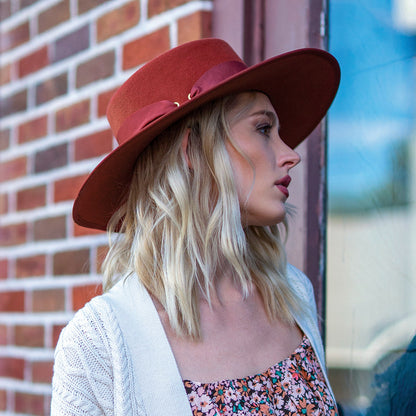 Sombrero Gaucho de fieltro de lana de Scala - Rojo Óxido