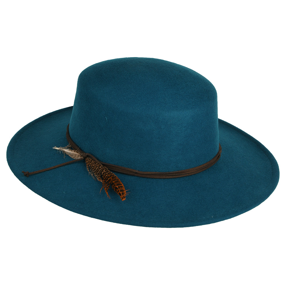 Sombrero Boater Dunia de fieltro de lana de Scala - Verde Azulado