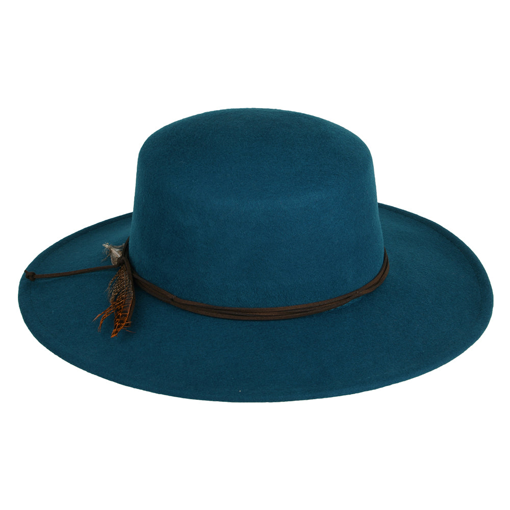 Sombrero Boater Dunia de fieltro de lana de Scala - Verde Azulado
