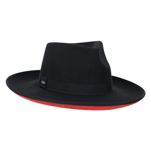 Sombrero Fedora Dillane Rancher de Scala - Negro-Rojo