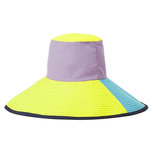 Sombrero de pescador Maddie de ala ancha plegable de Brixton - Morado-Amarillo-Azur