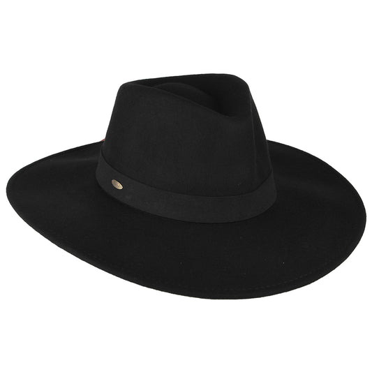 Sombrero Fedora Safari Inaki de fieltro de lana de Scala - Negro