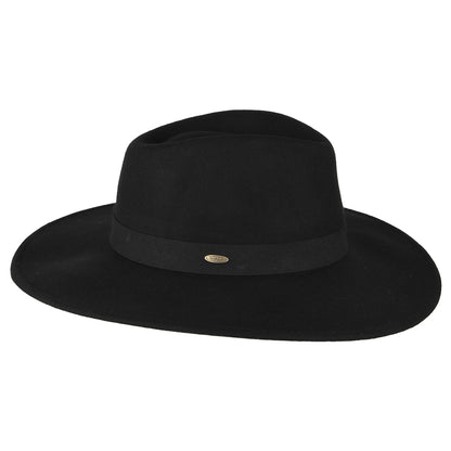 Sombrero Fedora Safari Inaki de fieltro de lana de Scala - Negro