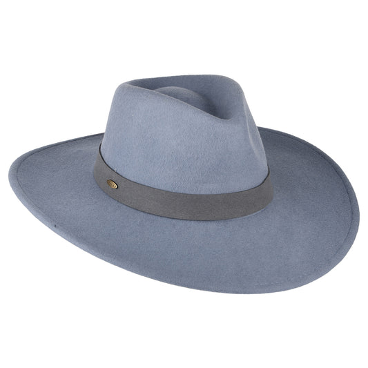 Sombrero Fedora Safari Inaki de fieltro de lana de Scala - Azul Ártico