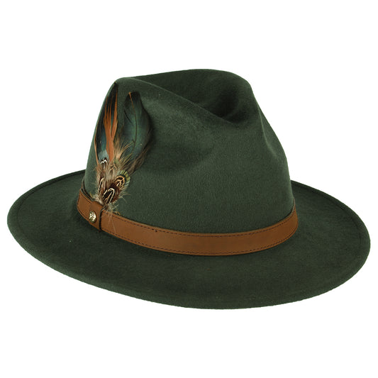 Sombrero Fedora impermeable de fieltro de lana de Failsworth - Verde Oliva