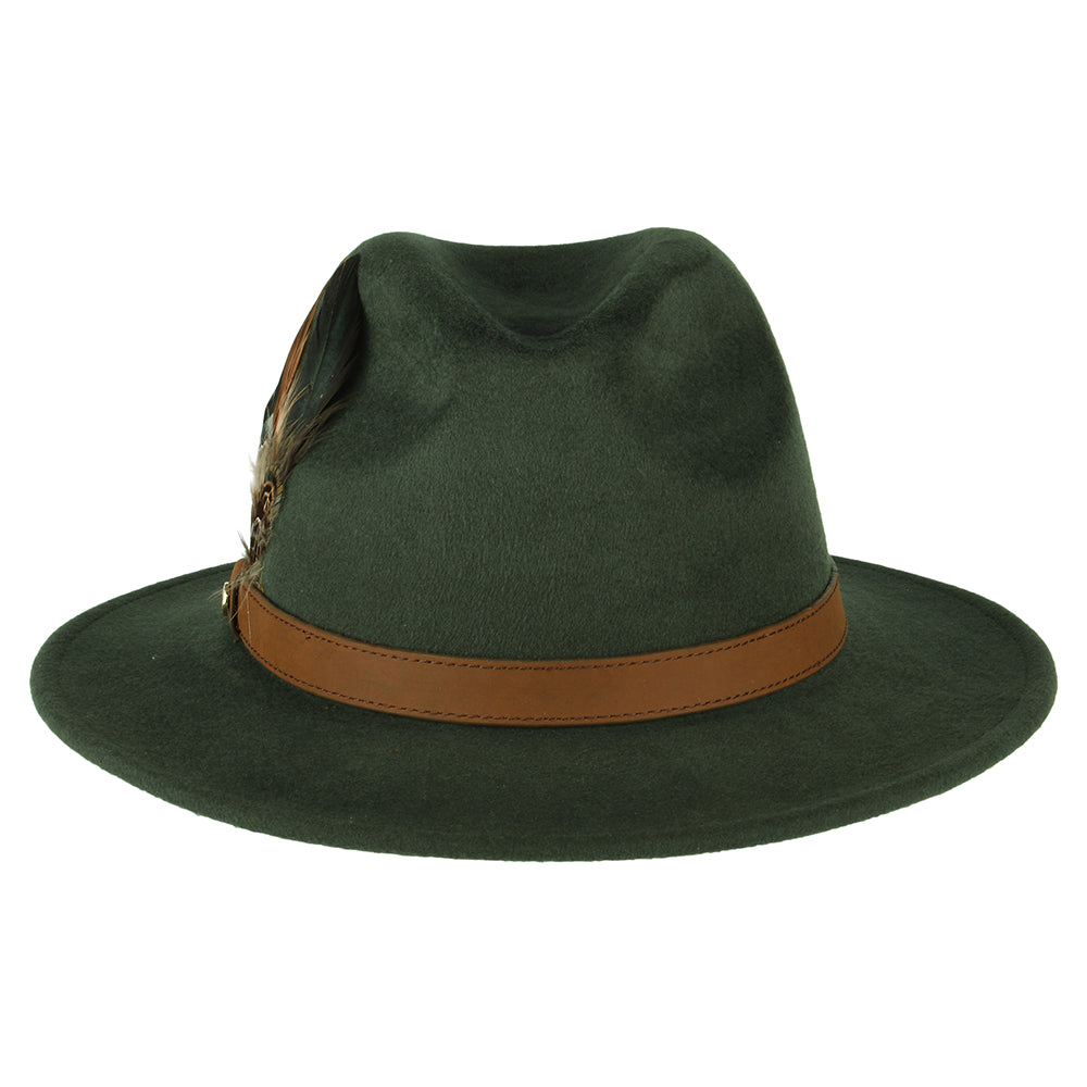 Sombrero Fedora impermeable de fieltro de lana de Failsworth - Verde Oliva