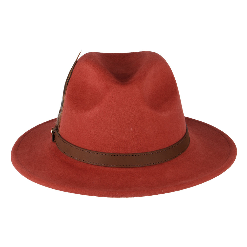 Sombrero Fedora impermeable de fieltro de lana de Failsworth - Rojizo