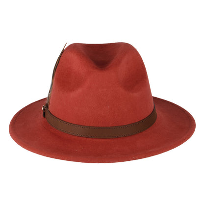 Sombrero Fedora impermeable de fieltro de lana de Failsworth - Rojizo