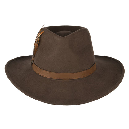 Sombrero Outback impermeable de fieltro de lana Con plumas de Failsworth - Marrón
