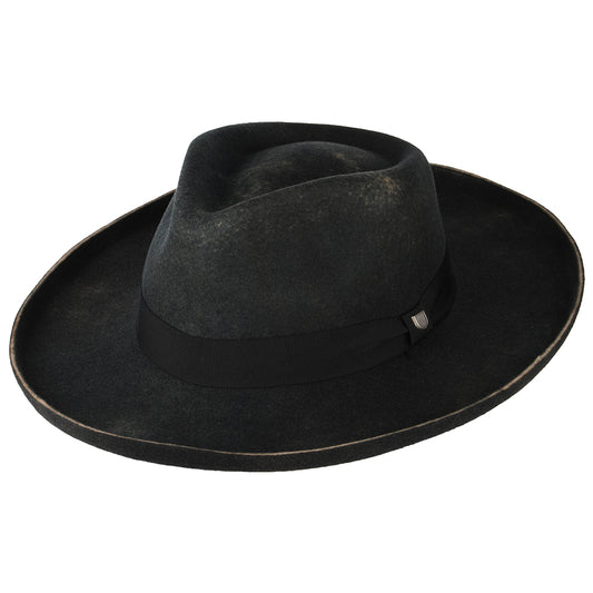 Sombrero Fedora Victoria de fieltro de lana de Brixton - Negro Lavado