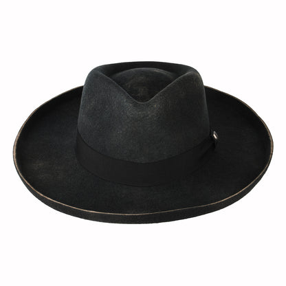 Sombrero Fedora Victoria de fieltro de lana de Brixton - Negro Lavado