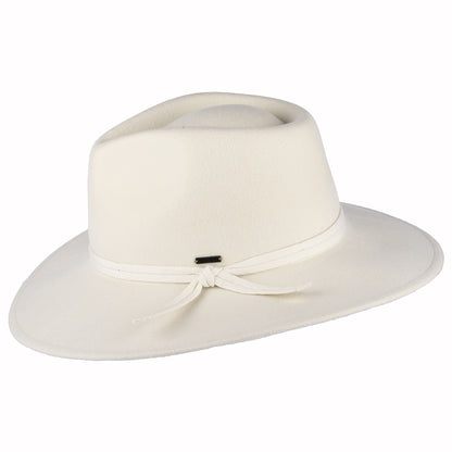 Sombrero Fedora Joanna plegable de fieltro de lana de Brixton - Blanco Roto