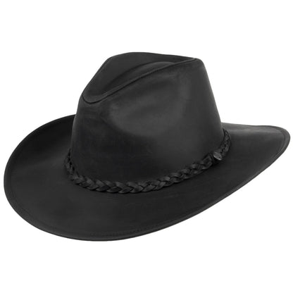 Sombrero Cowboy de cuero de búfalo de Jaxon & James - Negro