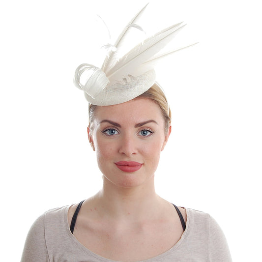 Sombrero Pillbox Ariel Feather pluma de Failsworth - Blanco Marfil