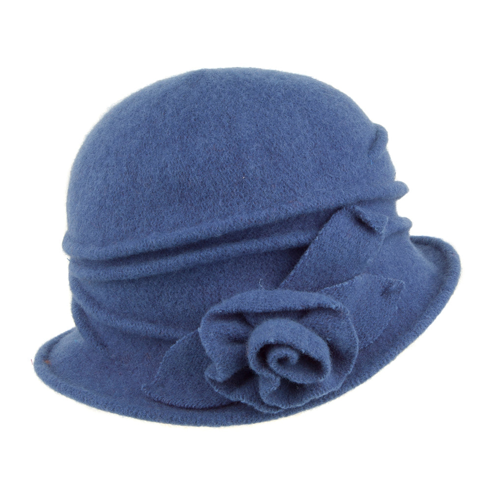 Sombrero Cloche de lana con roseta de Scala - Azul